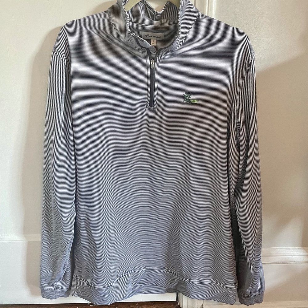 Peter Millard Liberty national 1/4 zip pullover in navy stripe. Size L